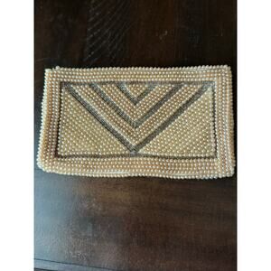 Vintage faux pearl beaded clutch made in Japan